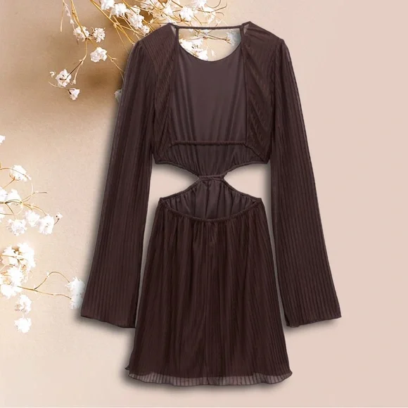 NWT ZARA CUTOUT PLEATED MINI DRESS - Picture 5 of 6